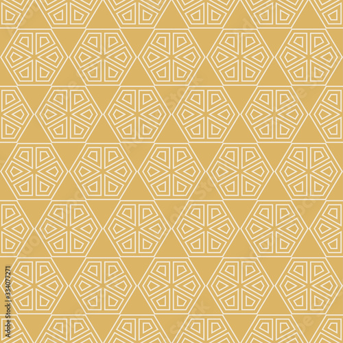 Gold background geometric pattern. Textile design texture.