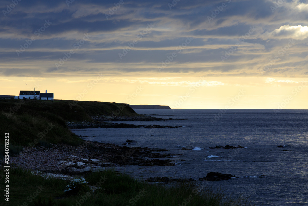 John O'Groats (Scotland), UK - August 04, 2018: John O'Groats area, Caithness, Scotland, Highlands, United Kingdom John O'Groats (Scotland), UK - August 04, 2018: John O'Groats area, Caithness, Scotland, Highlands, United Kingdom