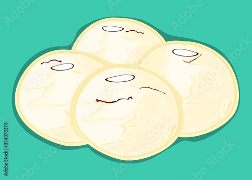 Rasgulla Bengali indian Sweet Dish Food Vector