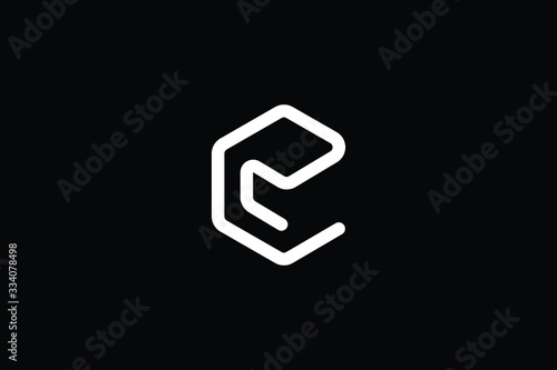 Minimal elegant monogram art logo. Outstanding professional trendy awesome artistic 3D R RC CR initial based Alphabet icon logo. Premium Business logo White color on black background