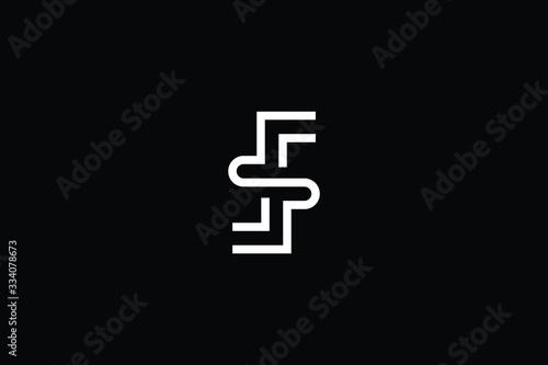 Minimal elegant monogram art logo. Outstanding professional trendy awesome artistic S SS SF FS initial based Alphabet icon logo. Premium Business logo White color on black background