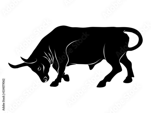 The silhouette of a bull on a transparent background