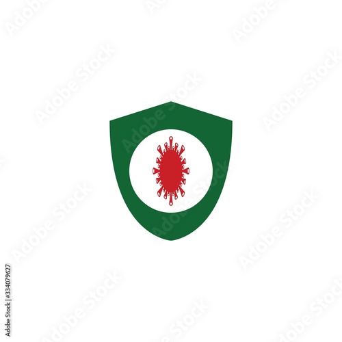 Shield for stop virus, bacteria, germs and microbe icon isolated on white background. Antibacterial and antiviral defence, protection infection. Vector Icon Illustration
