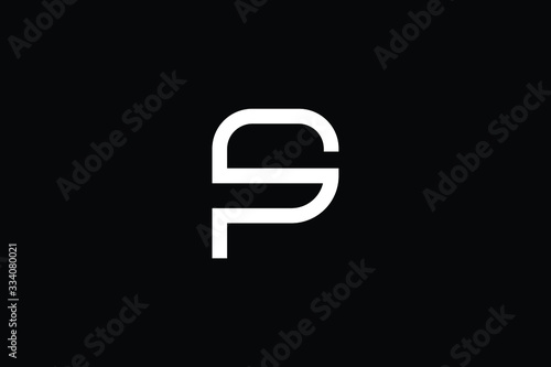 Minimal elegant monogram art logo. Outstanding professional trendy awesome artistic SP PS initial based Alphabet icon logo. Premium Business logo White color on black background