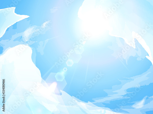 青空と太陽の背景イラスト