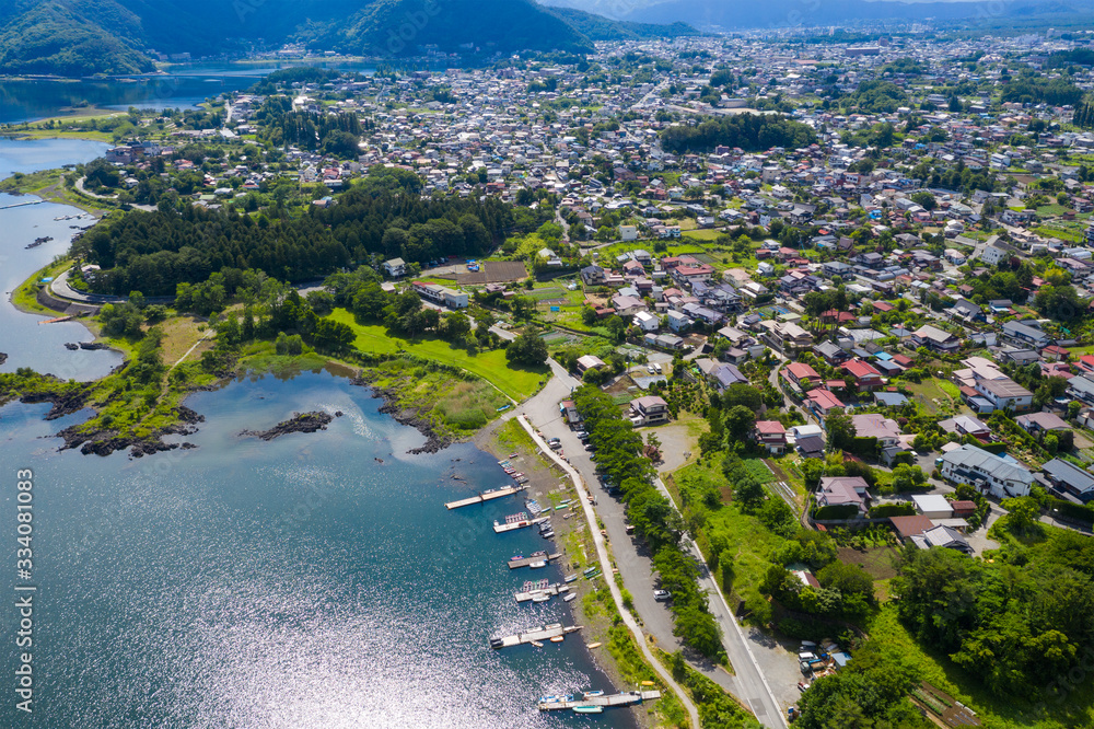 Aerial view of the Kawaguchiko in japan
