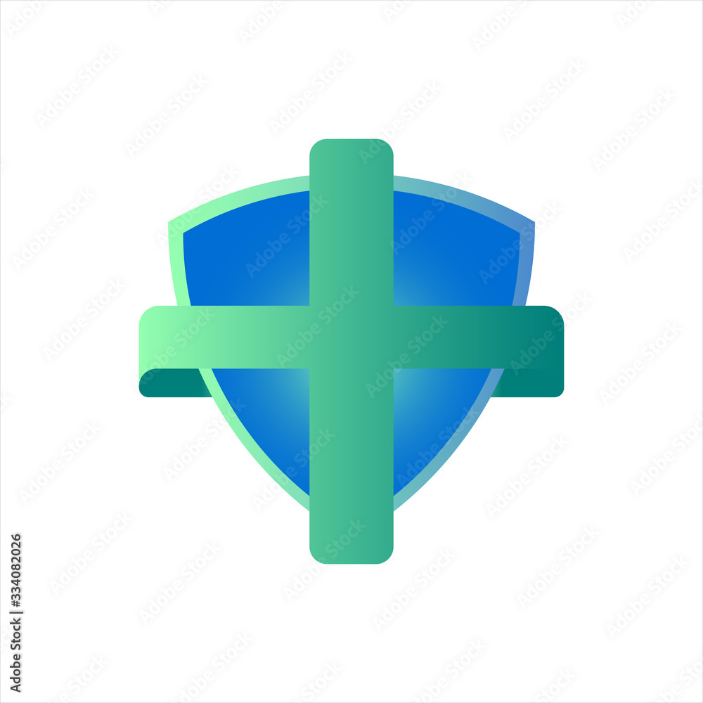 Obraz premium blue and green medical shield, body protection from disease and virus
