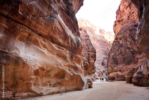 Narrow passage of rocks of Petra Canyon