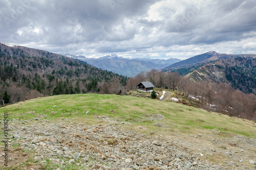 Wallpaper Mural Wooden house in the mountains Torontodigital.ca