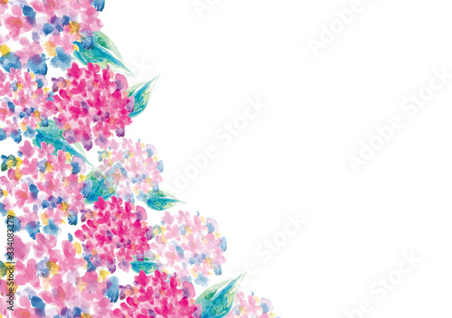 紫陽花, あじさい寺, 花, 6月, 7月, 梅雨, 季節の花, 水彩, 手書き, イラスト, 背景, 背景素材, 手描き, フレーム, 枠, 飾り枠, 囲み枠, カラフル, にじみ, バックグラウンド, 植物, 自然, 白バック, アジサイ, 初夏, あじさい, 模様, 素材, 緑色, 夏, 葉, 水彩画, 花びら, 葉っぱ, 真夏, 装飾, 屋外, 寺, 装飾枠, フレーム素材, 和, 和風,