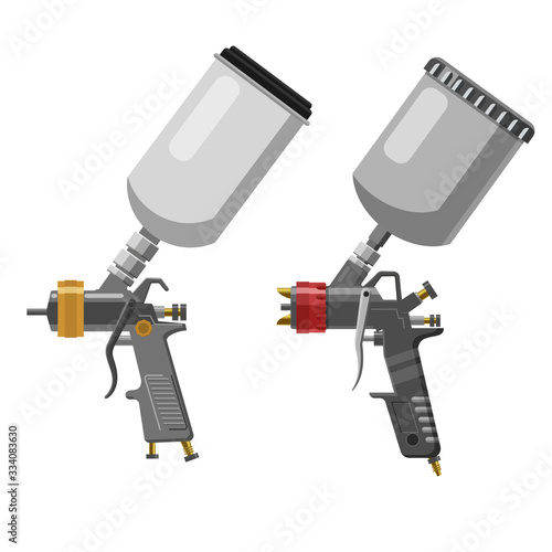 Set Paint spray gun professional tool airbrush isolated