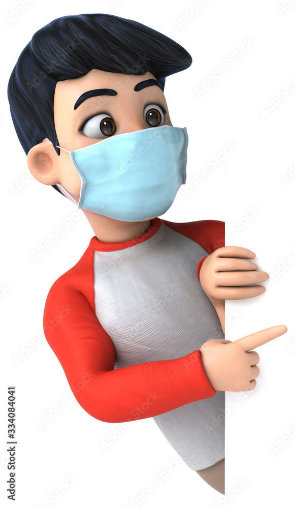 3D Illustration of a teenager with a mask 3D Illustration of a teenager with a mask