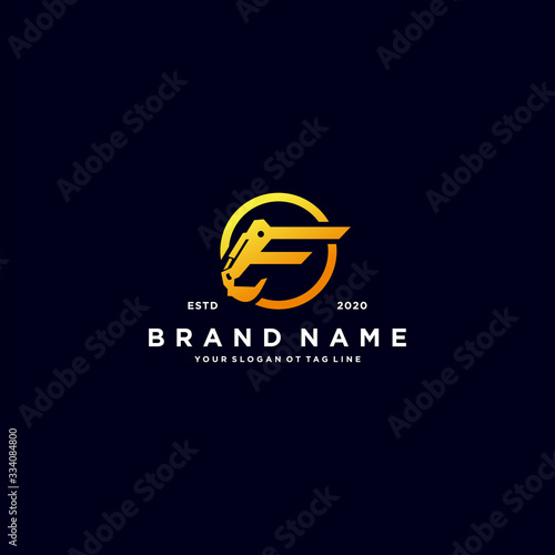 Letter C Excavator logo design vector