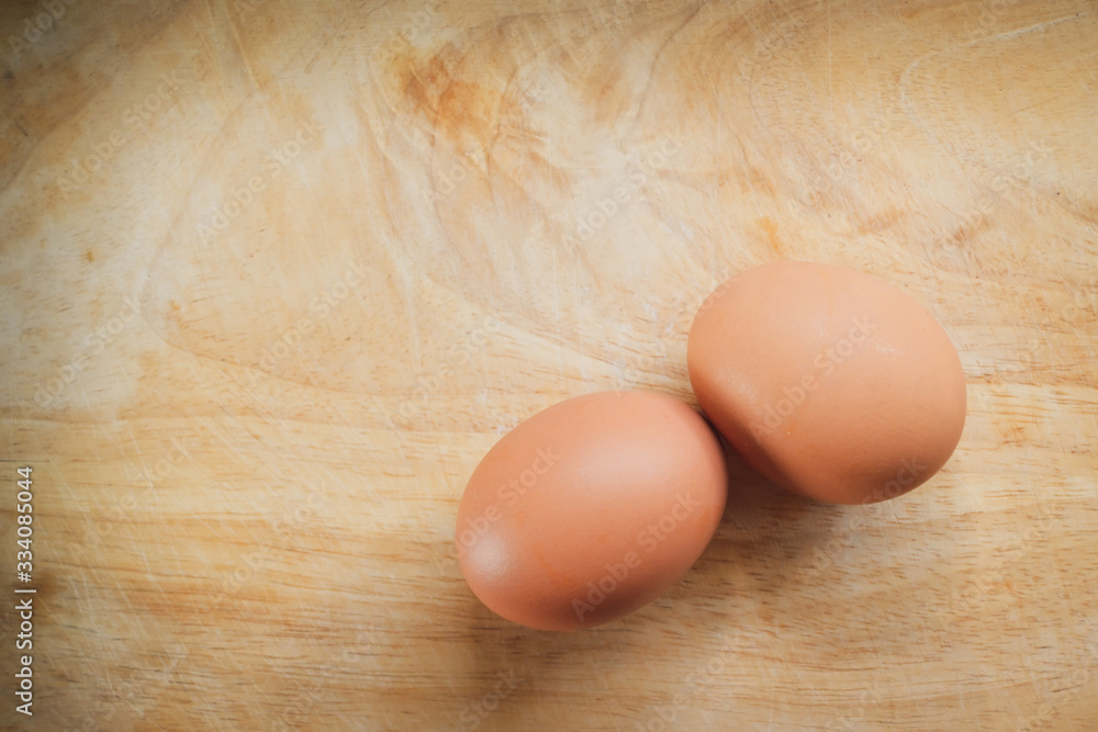 hen egg put on wood cutting board in kitchen prepare cooking hen egg put on wood cutting board in kitchen prepare cooking