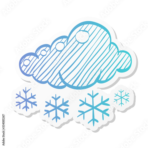 Sticker style icon - Weather overcast snowing