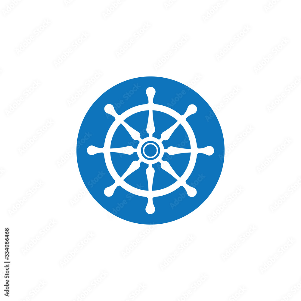 Obraz premium Ship wheel steering symbol vector icon
