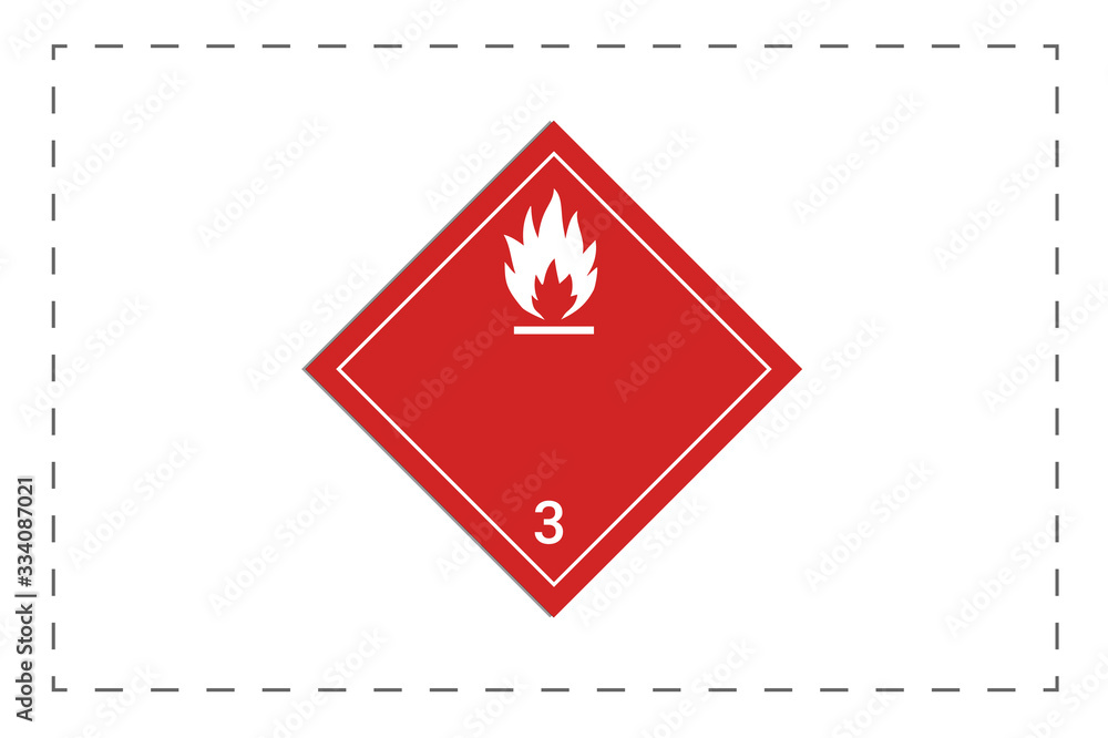 Obraz premium Combustible substance label. Visual indication of the type and level of hazard.