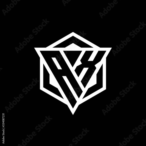 AX logo monogram with triangle and hexagon shape combination