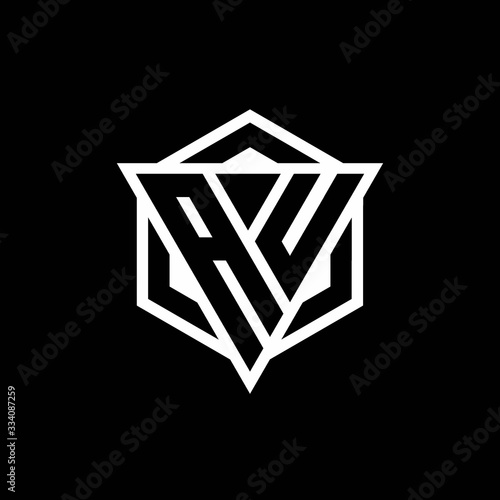 AU logo monogram with triangle and hexagon shape combination
