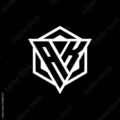 AK logo monogram with triangle and hexagon shape combination