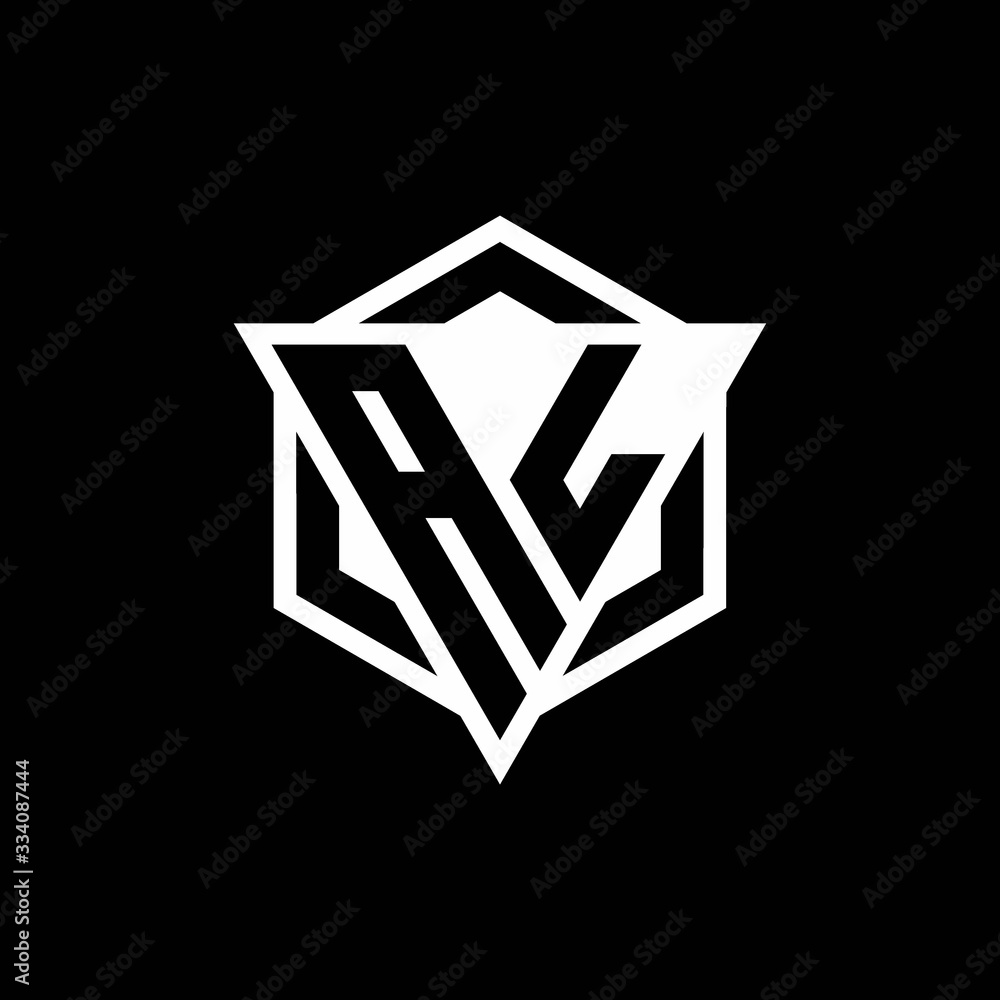 AL logo monogram with triangle and hexagon shape combination AL logo monogram with triangle and hexagon shape combination