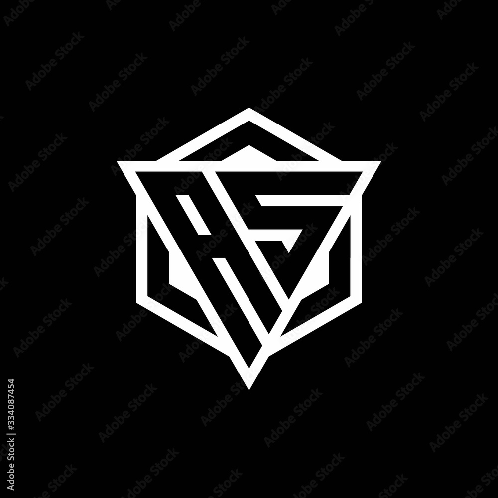 AS logo monogram with triangle and hexagon shape combination AS logo monogram with triangle and hexagon shape combination
