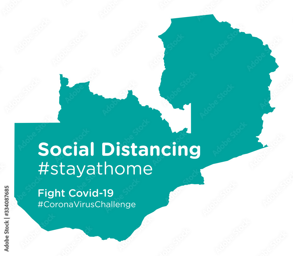 Zambia map with Social Distancing stayathome tag