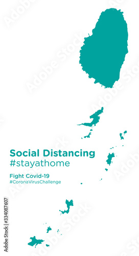 St Vincent and the Grenadines map with Social Distancing stayathome tag photo