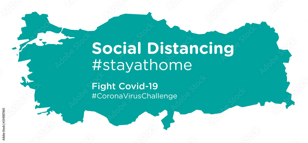 Turkey map with Social Distancing stayathome tag