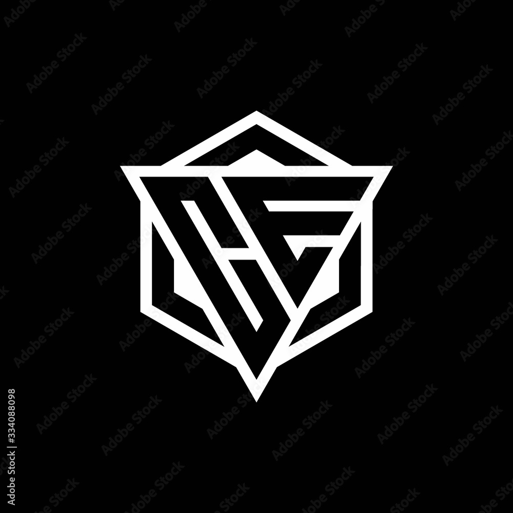CE logo monogram with triangle and hexagon shape combination CE logo monogram with triangle and hexagon shape combination