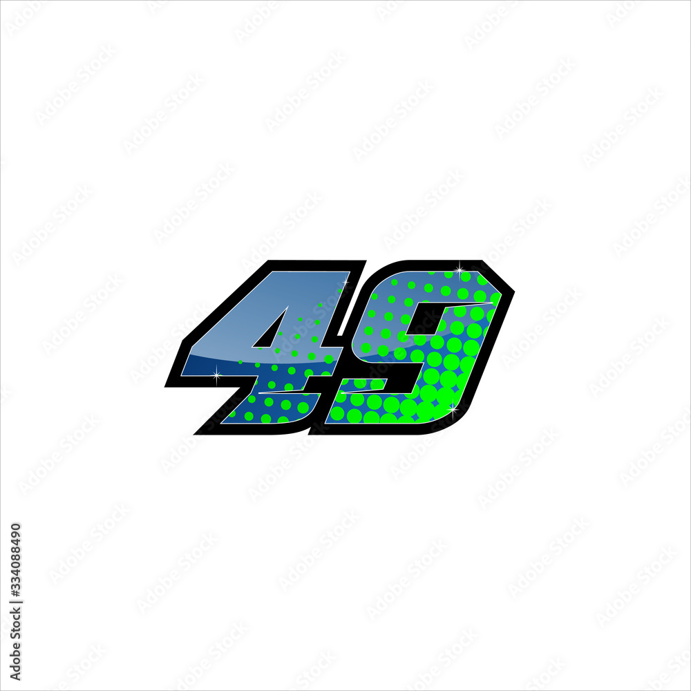 495 Racing Number Vector Racing number 49, start racing number, sport race number with ...