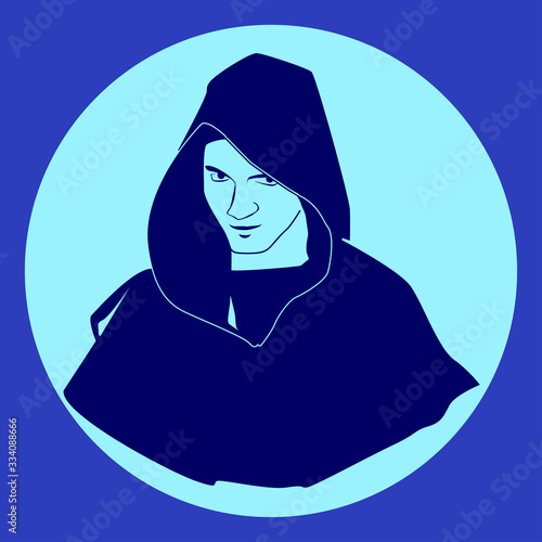 Silhouette of a monk. Religion. Vector Illustration.