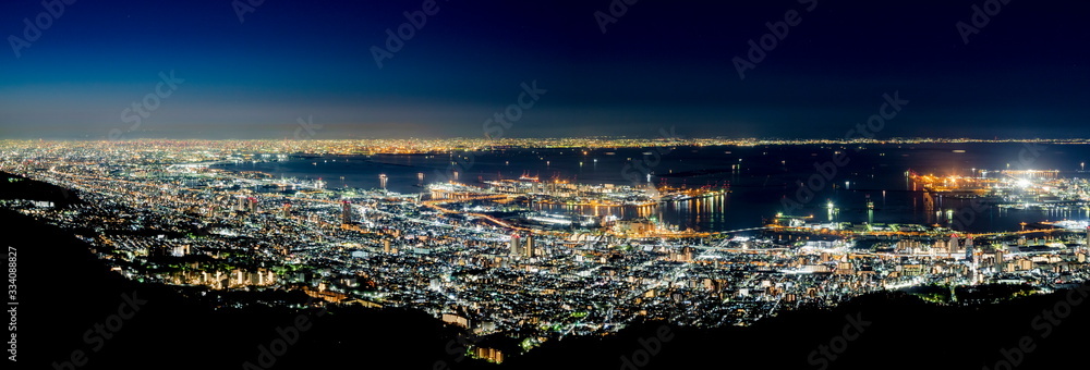 掬星台から眺める夜景、神戸市灘区摩耶山にて