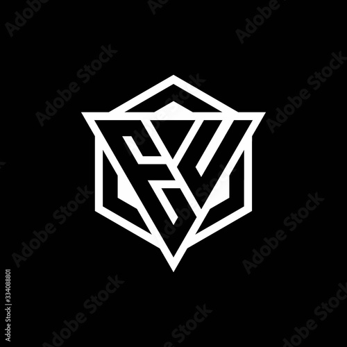 EU logo monogram with triangle and hexagon shape combination
