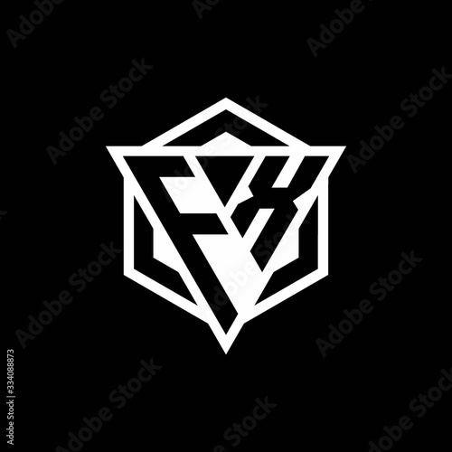 FX logo monogram with triangle and hexagon shape combination