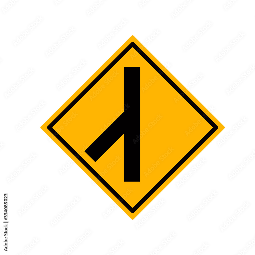 Y fork junction sign , Part of a series