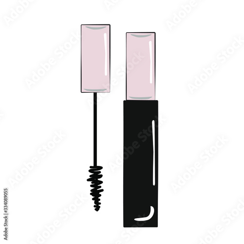 Mascara, mascara brush, mascara vector, long lashes, eyes mascara.Vector illustration