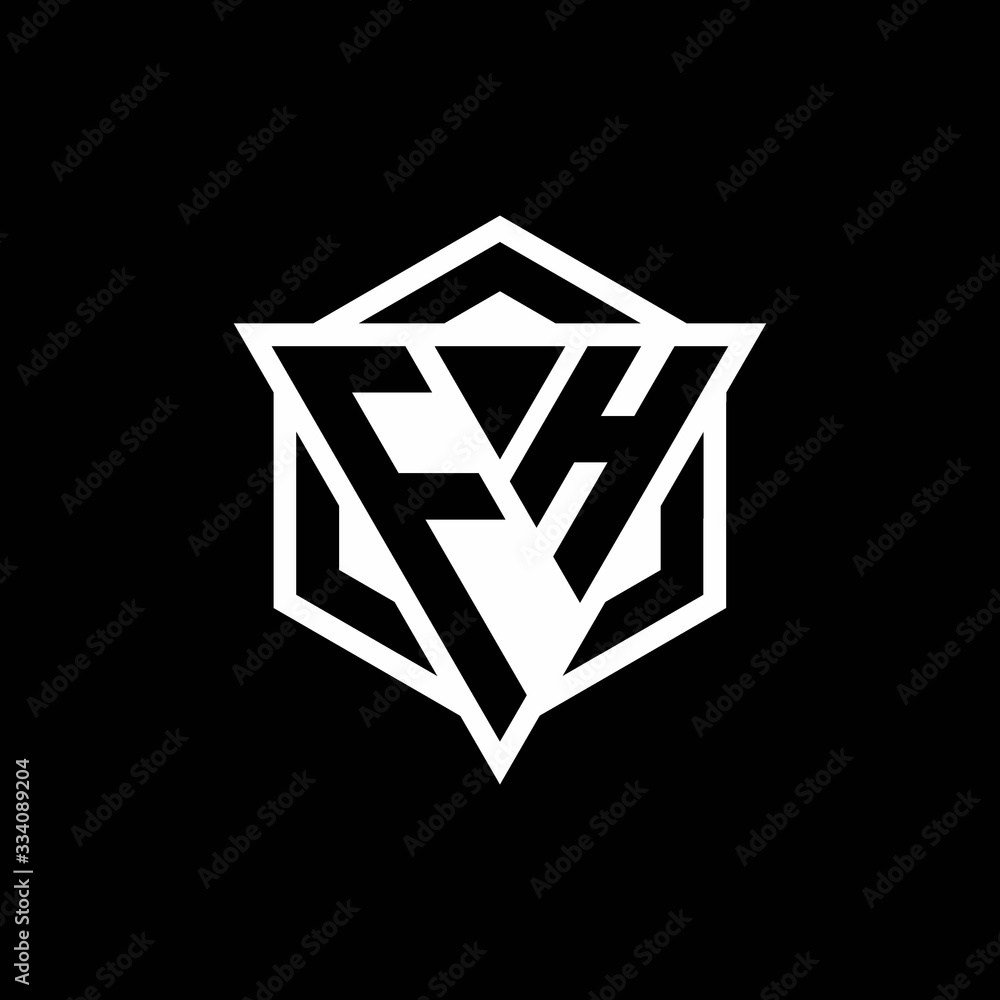 FH logo monogram with triangle and hexagon shape combination FH logo monogram with triangle and hexagon shape combination