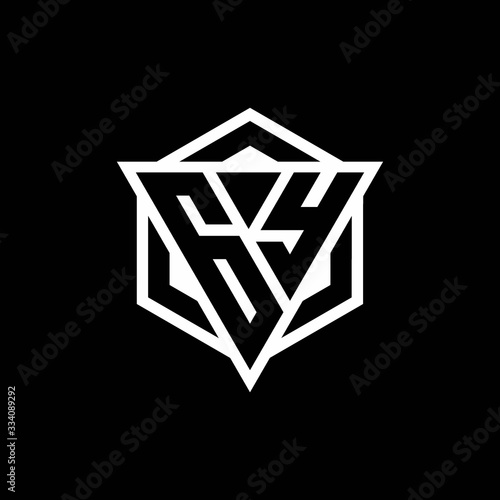 GY logo monogram with triangle and hexagon shape combination