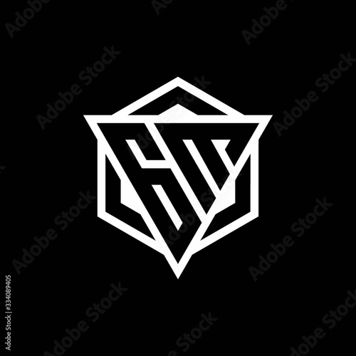 GM logo monogram with triangle and hexagon shape combination