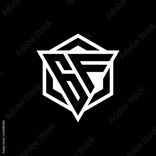 GF logo monogram with triangle and hexagon shape combination