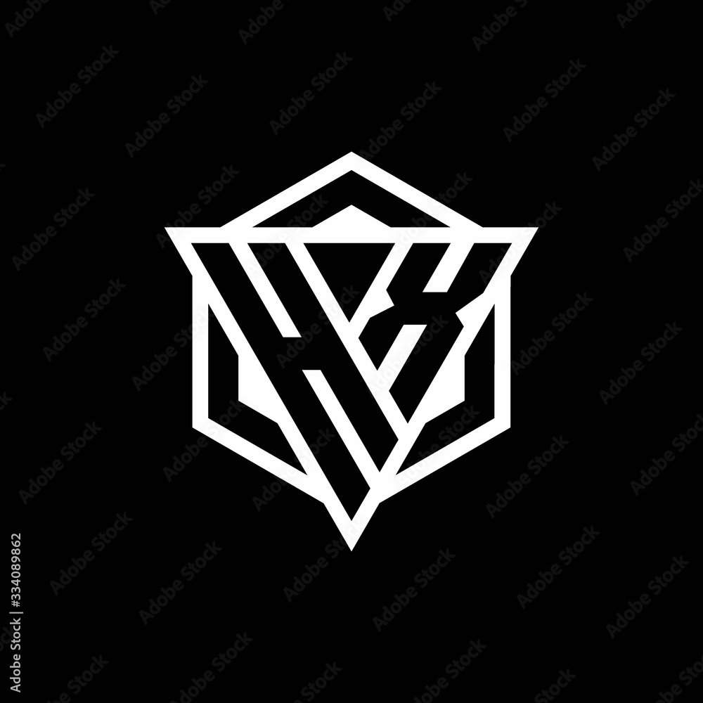 HX logo monogram with triangle and hexagon shape combination HX logo monogram with triangle and hexagon shape combination
