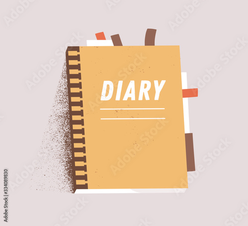 Orange daily paper notepad isolated on white background