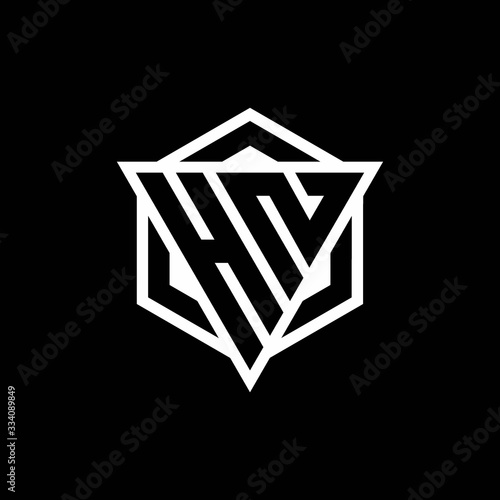 HN logo monogram with triangle and hexagon shape combination