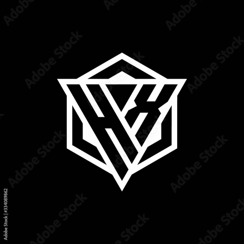 HX logo monogram with triangle and hexagon shape combination