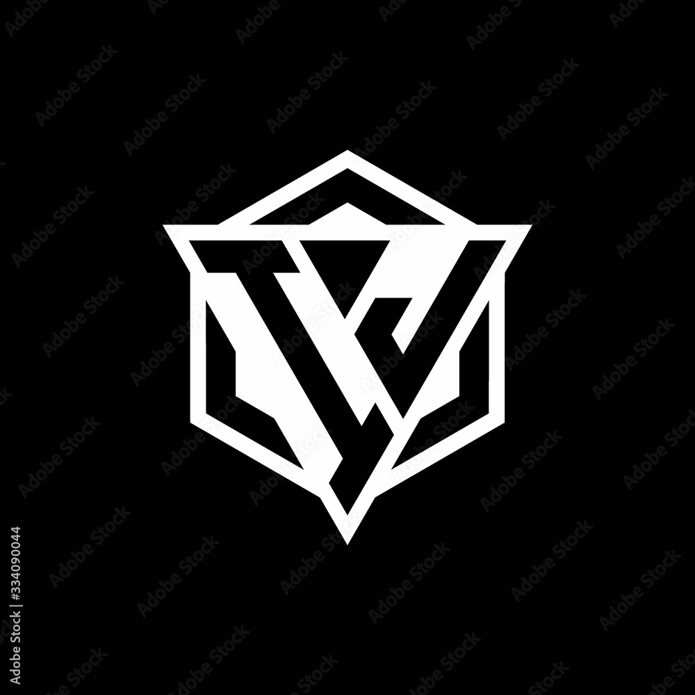 IJ logo monogram with triangle and hexagon shape combination IJ logo monogram with triangle and hexagon shape combination