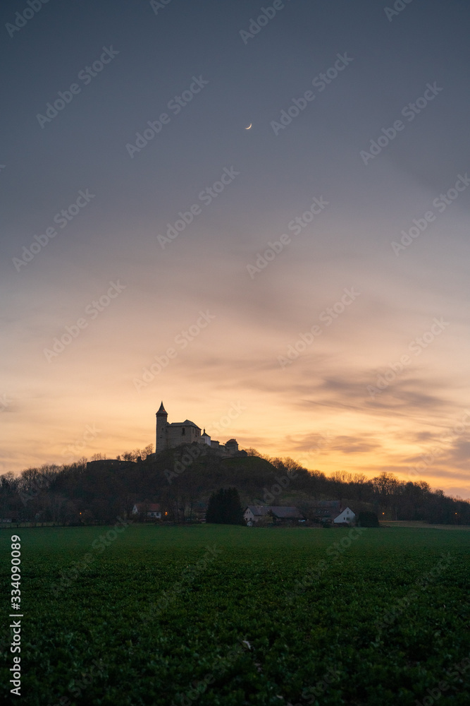 Sunset with czech castle - Kuneticka hora