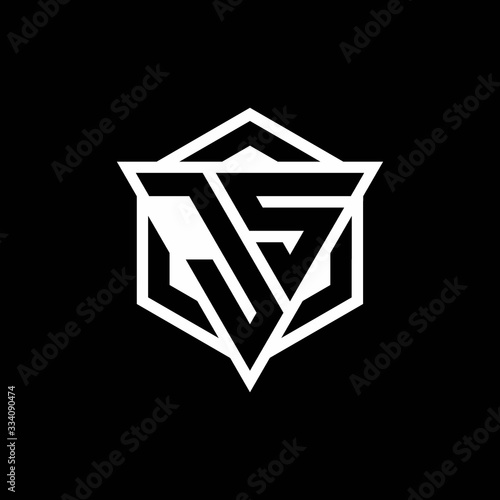 JS logo monogram with triangle and hexagon shape combination