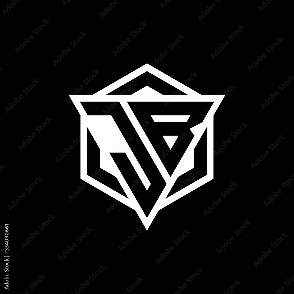 JB logo monogram with triangle and hexagon shape combination JB logo monogram with triangle and hexagon shape combination