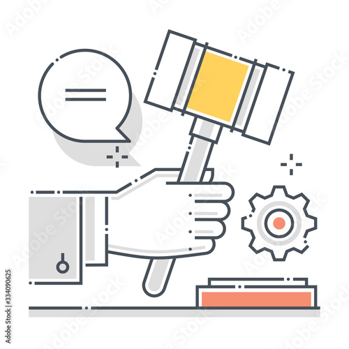 Judge related color line vector icon, illustration